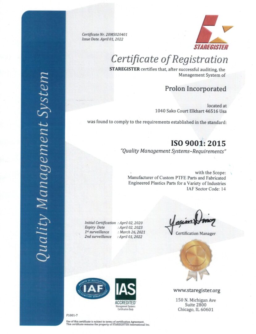 ISO 9001 2nd Surveillance Certificate 2022